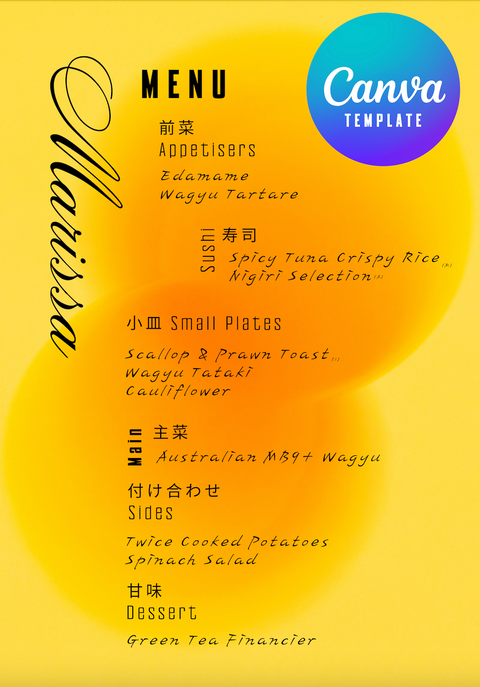 Editable Menu Template (Japanese Dinner Themed)